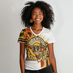 Black History Didn't Start With Slavery Women V-Neck T-Shirt Pan African Ancient Kings Queens