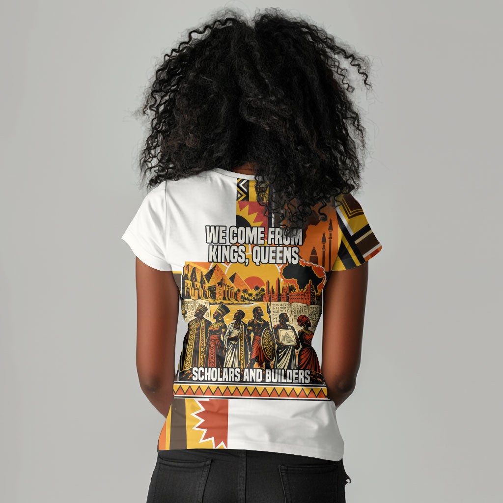 Black History Didn't Start With Slavery Women V-Neck T-Shirt Pan African Ancient Kings Queens
