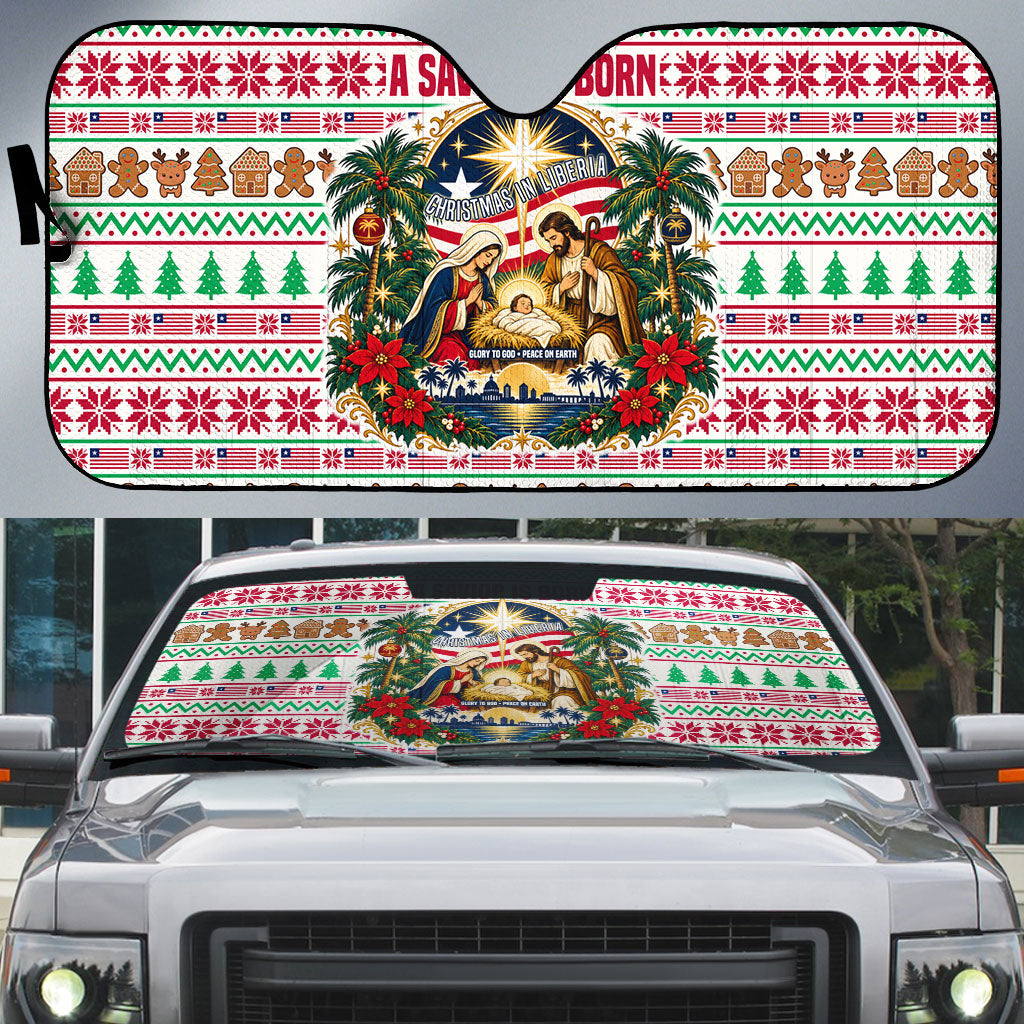 Liberia Jesus Christmas Auto Sun Shade Vintage Patriotic Religious