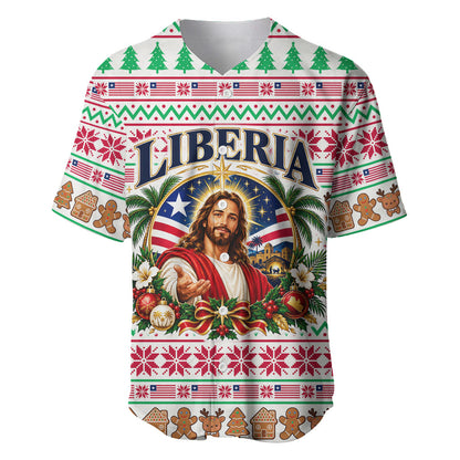 Liberia Jesus Christmas Baseball Jersey Vintage Patriotic Religious
