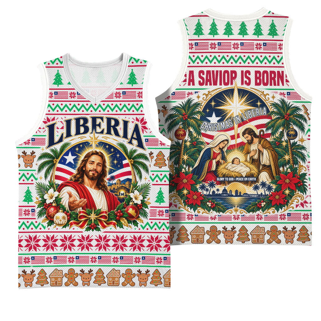 Liberia Jesus Christmas Basketball Jersey Vintage Patriotic Religious
