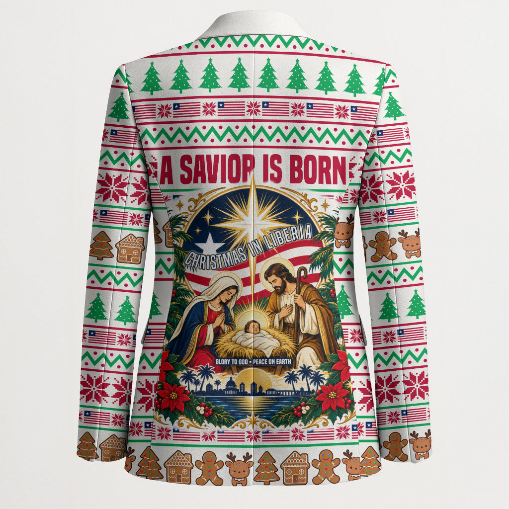 Liberia Jesus Christmas Blazer Vintage Patriotic Religious