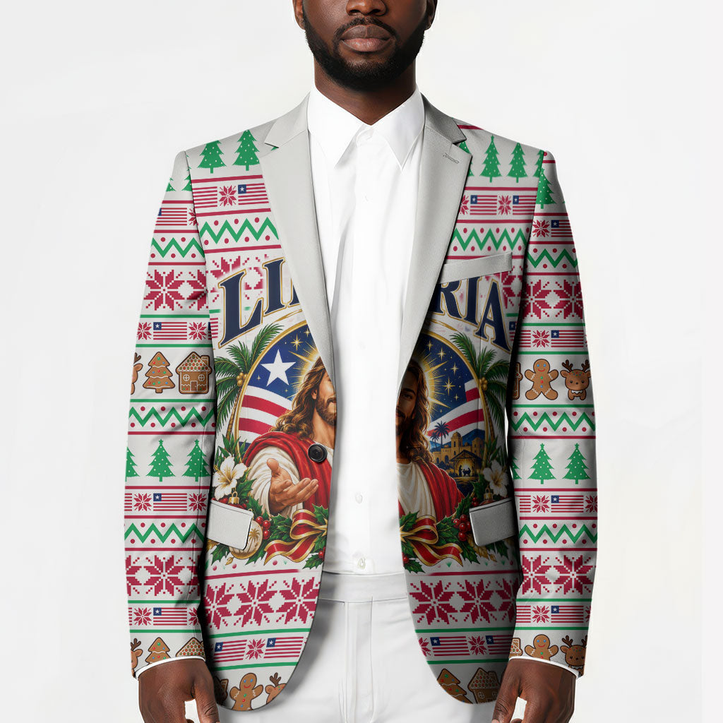 Liberia Jesus Christmas Blazer Vintage Patriotic Religious