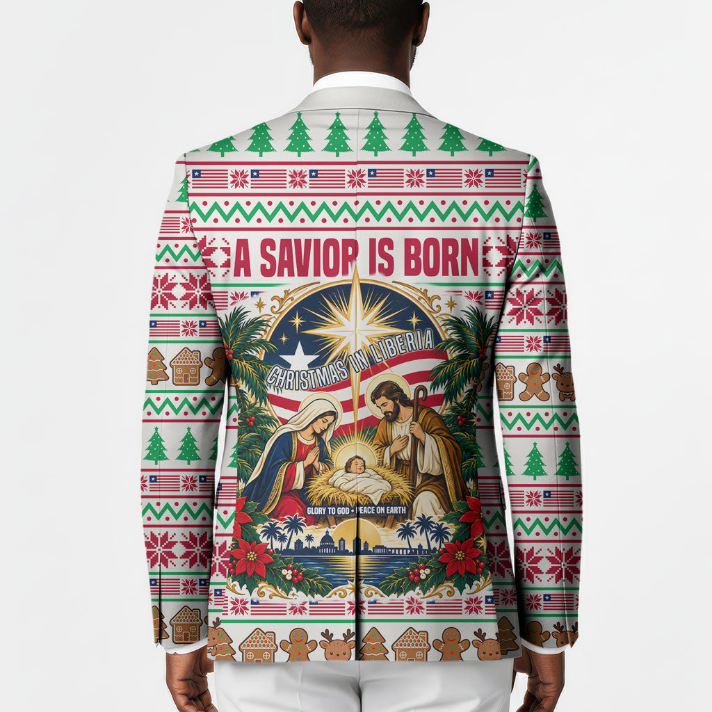 Liberia Jesus Christmas Blazer Vintage Patriotic Religious