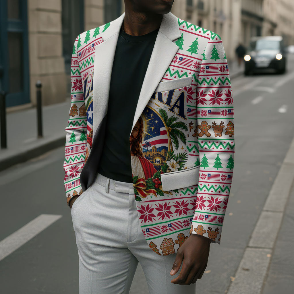 Liberia Jesus Christmas Blazer Vintage Patriotic Religious