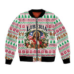 Liberia Jesus Christmas Bomber Jacket Vintage Patriotic Religious