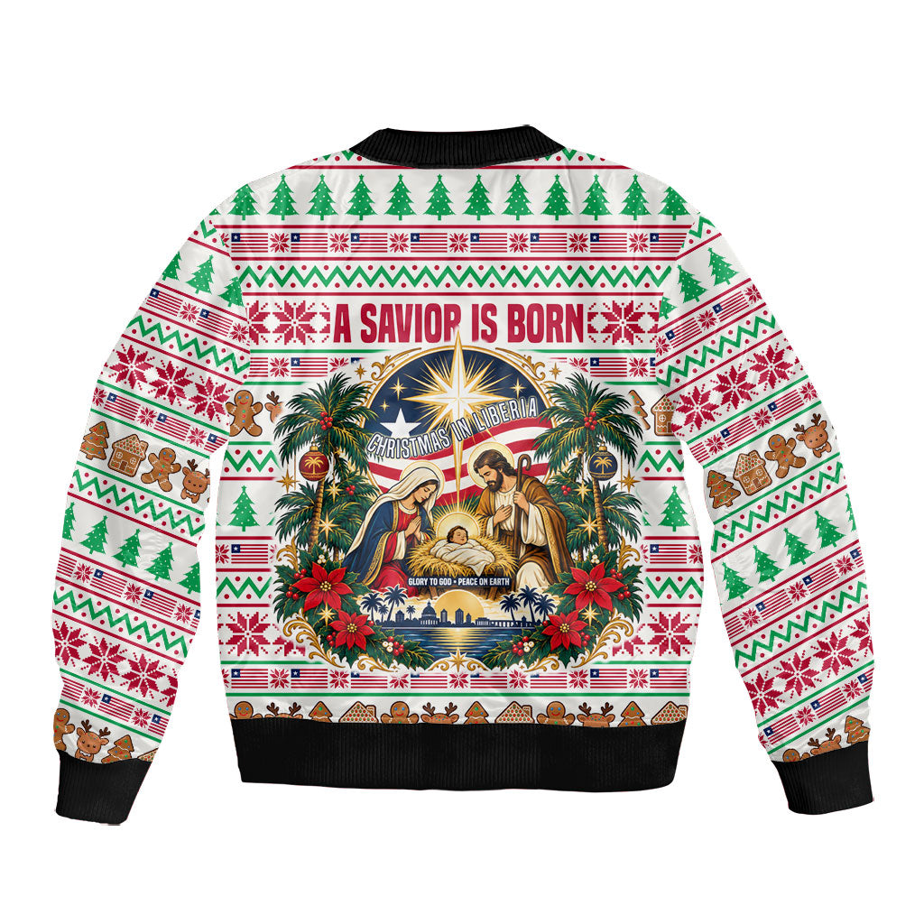 Liberia Jesus Christmas Bomber Jacket Vintage Patriotic Religious