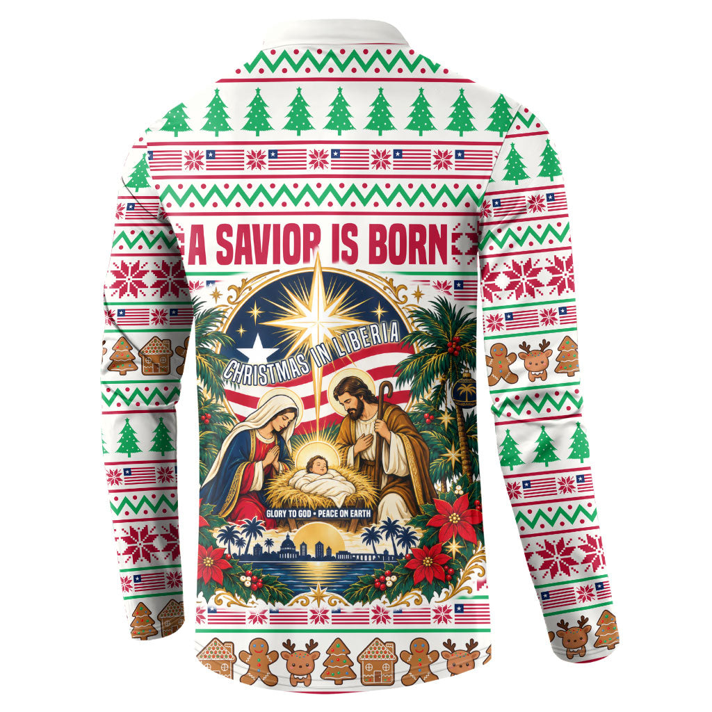 Liberia Jesus Christmas Button Sweatshirt Vintage Patriotic Religious
