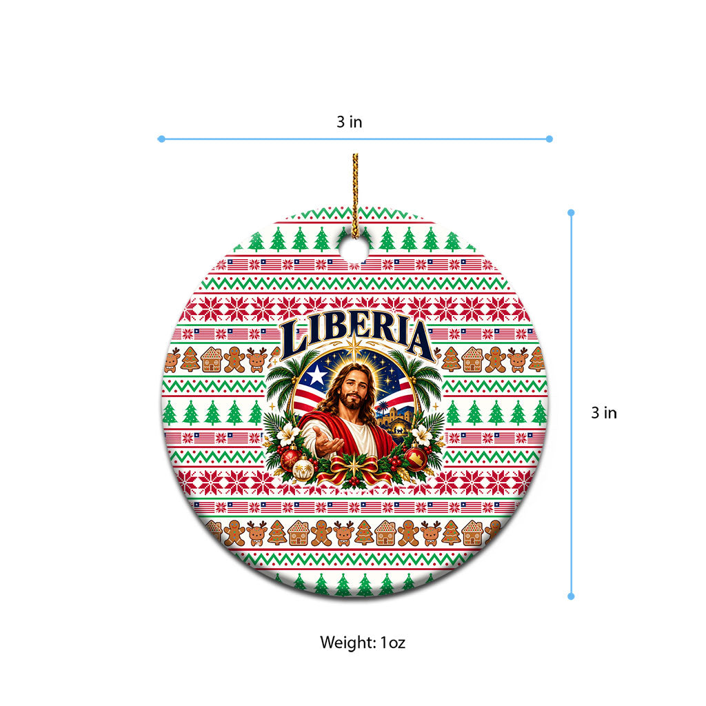 Liberia Jesus Christmas Ceramic Ornament Vintage Patriotic Religious