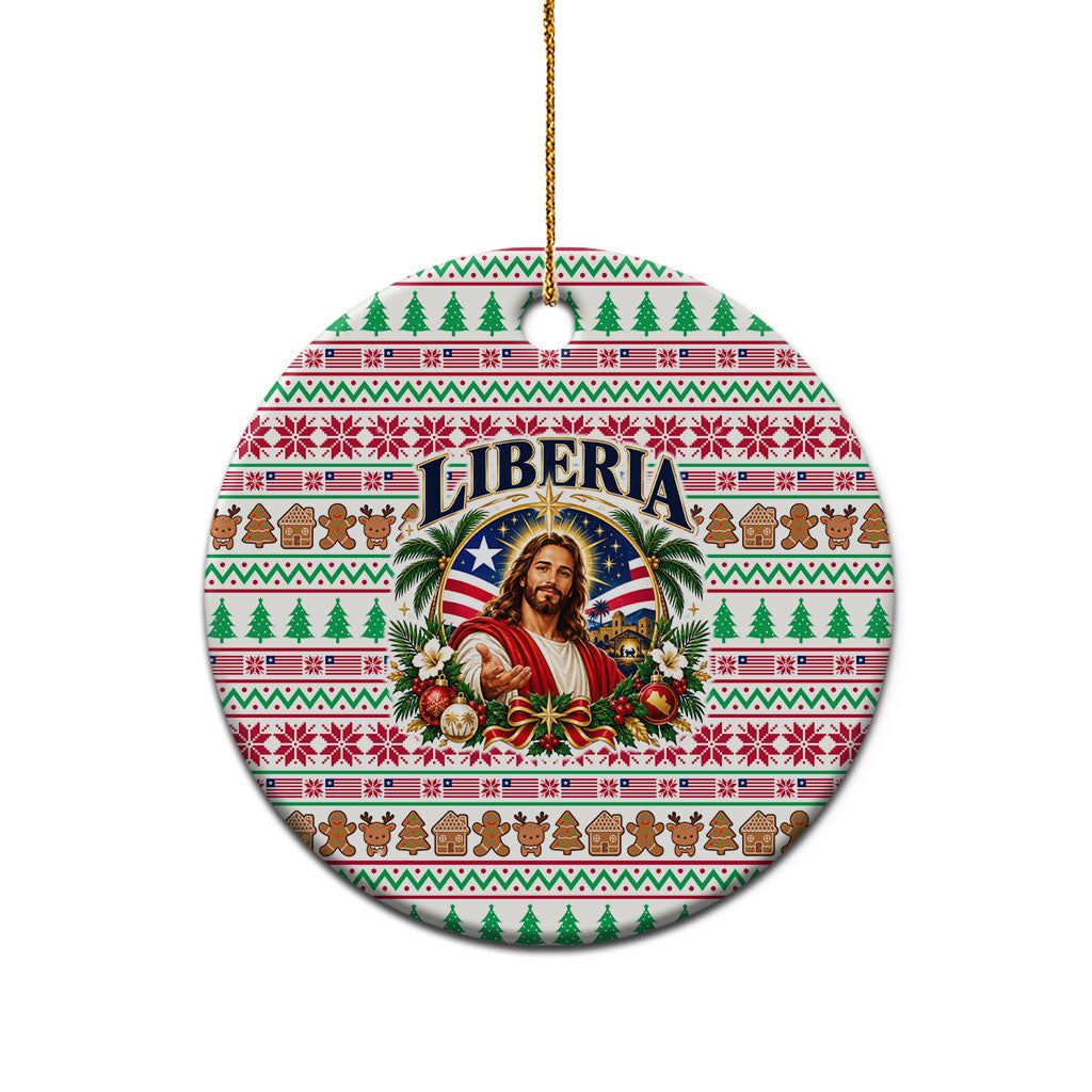 Liberia Jesus Christmas Ceramic Ornament Vintage Patriotic Religious
