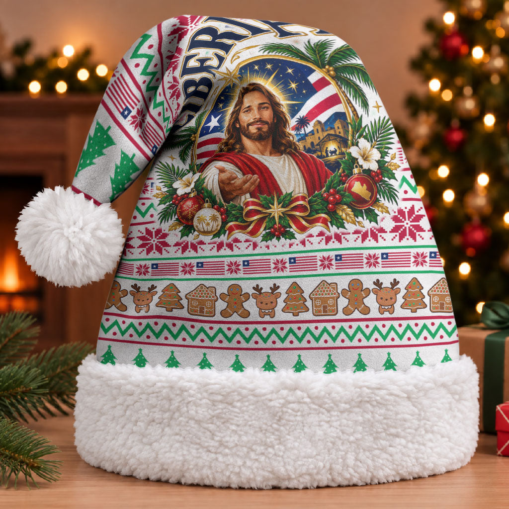 Liberia Jesus Christmas Santa Hat Vintage Patriotic Religious