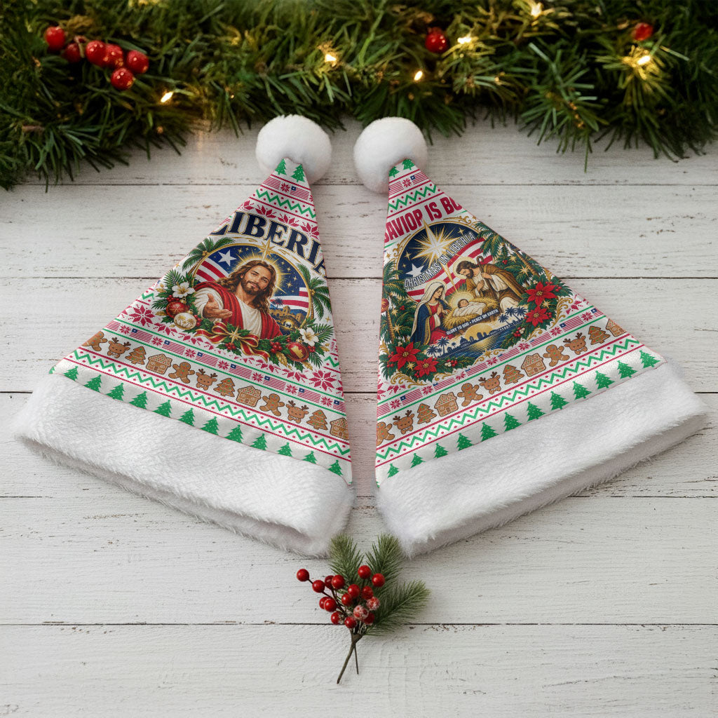 Liberia Jesus Christmas Santa Hat Vintage Patriotic Religious