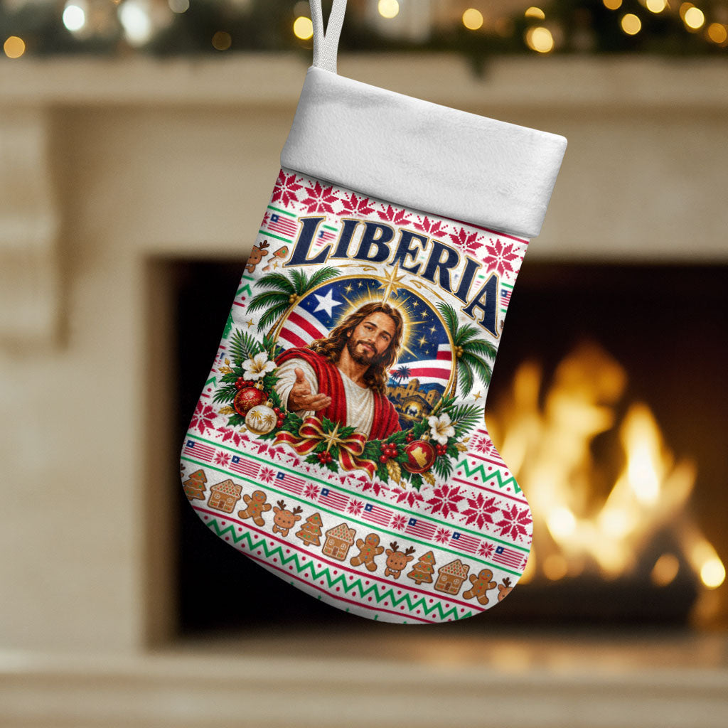 Liberia Jesus Christmas Stocking Vintage Patriotic Religious