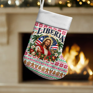 Liberia Jesus Christmas Stocking Vintage Patriotic Religious