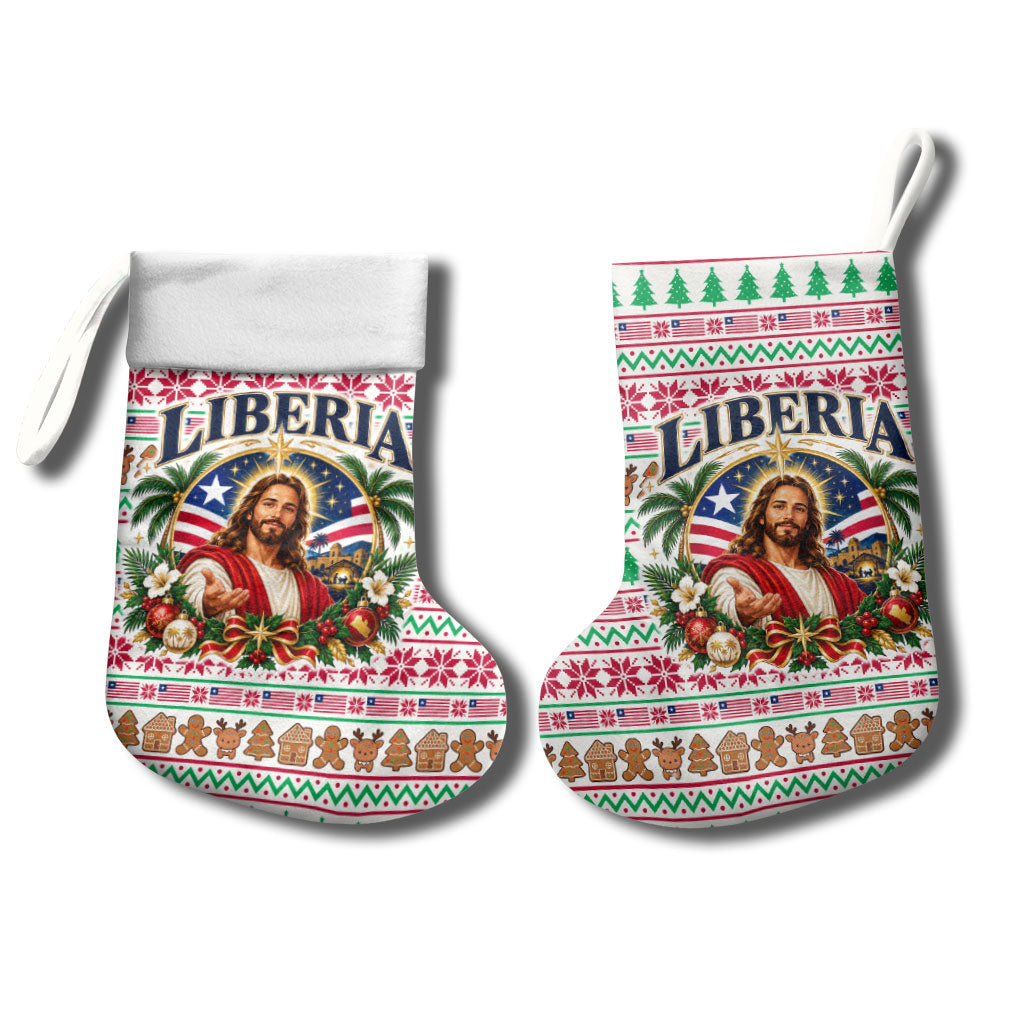 Liberia Jesus Christmas Stocking Vintage Patriotic Religious