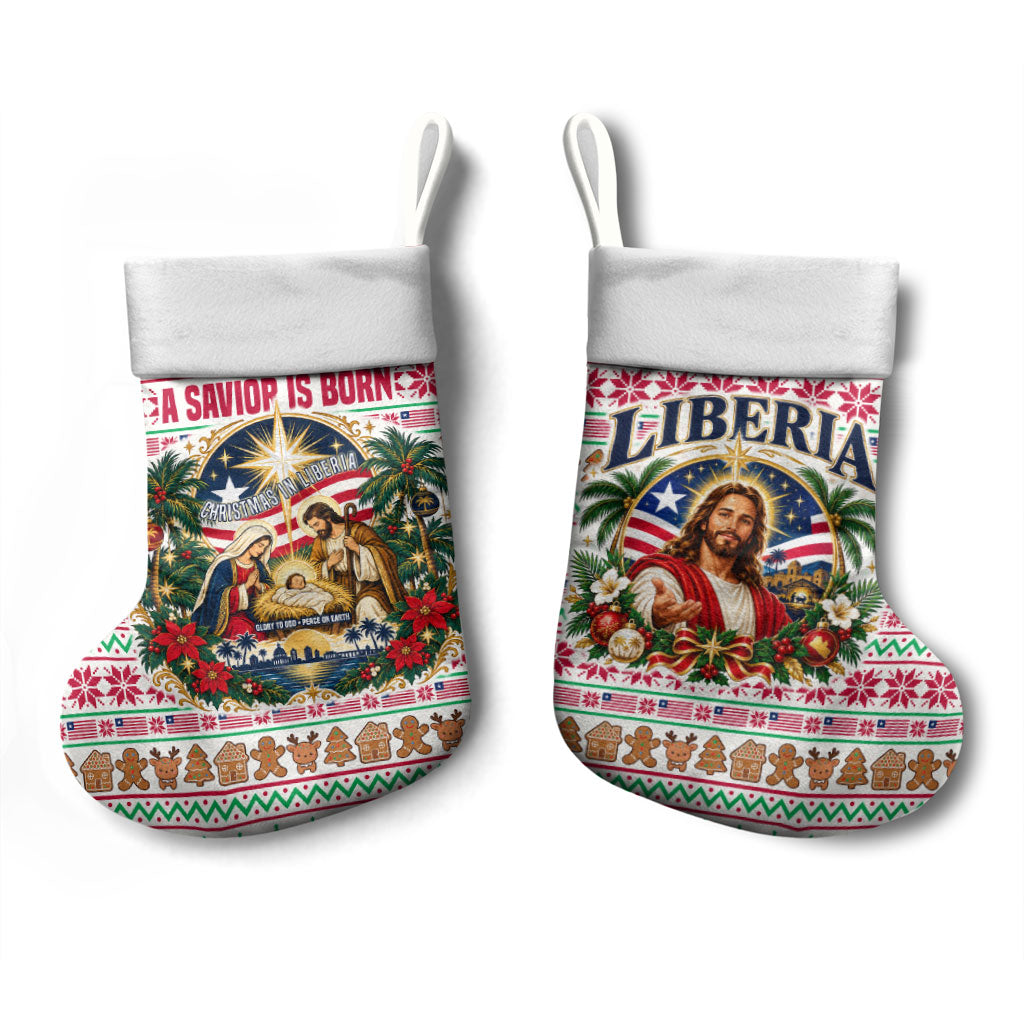 Liberia Jesus Christmas Stocking Vintage Patriotic Religious