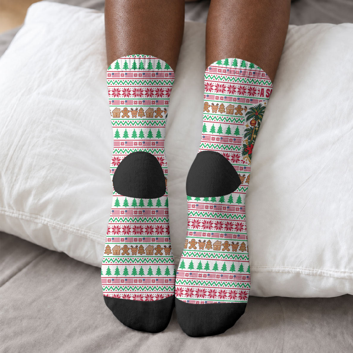 Liberia Jesus Christmas Crew Socks Vintage Patriotic Religious