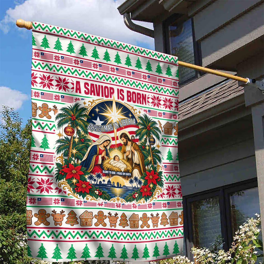Liberia Jesus Christmas Garden Flag Vintage Patriotic Religious