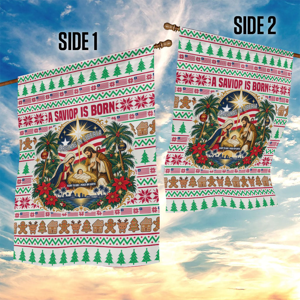 Liberia Jesus Christmas Garden Flag Vintage Patriotic Religious