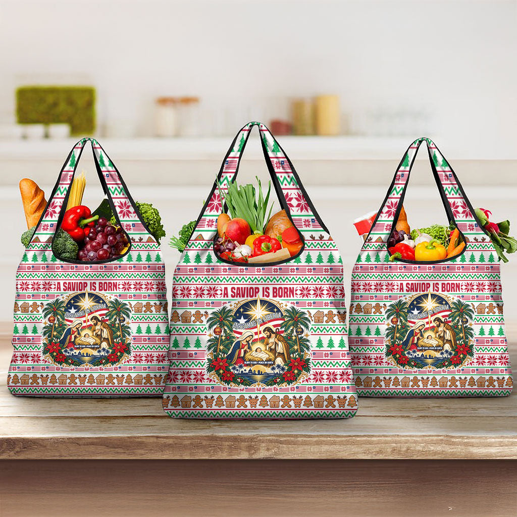 Liberia Jesus Christmas Grocery Bag Vintage Patriotic Religious