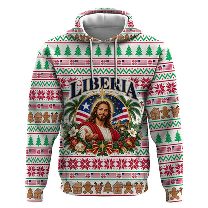 Liberia Jesus Christmas Hoodie Vintage Patriotic Religious