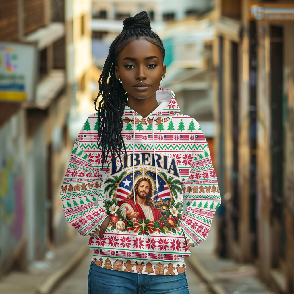 Liberia Jesus Christmas Hoodie Vintage Patriotic Religious