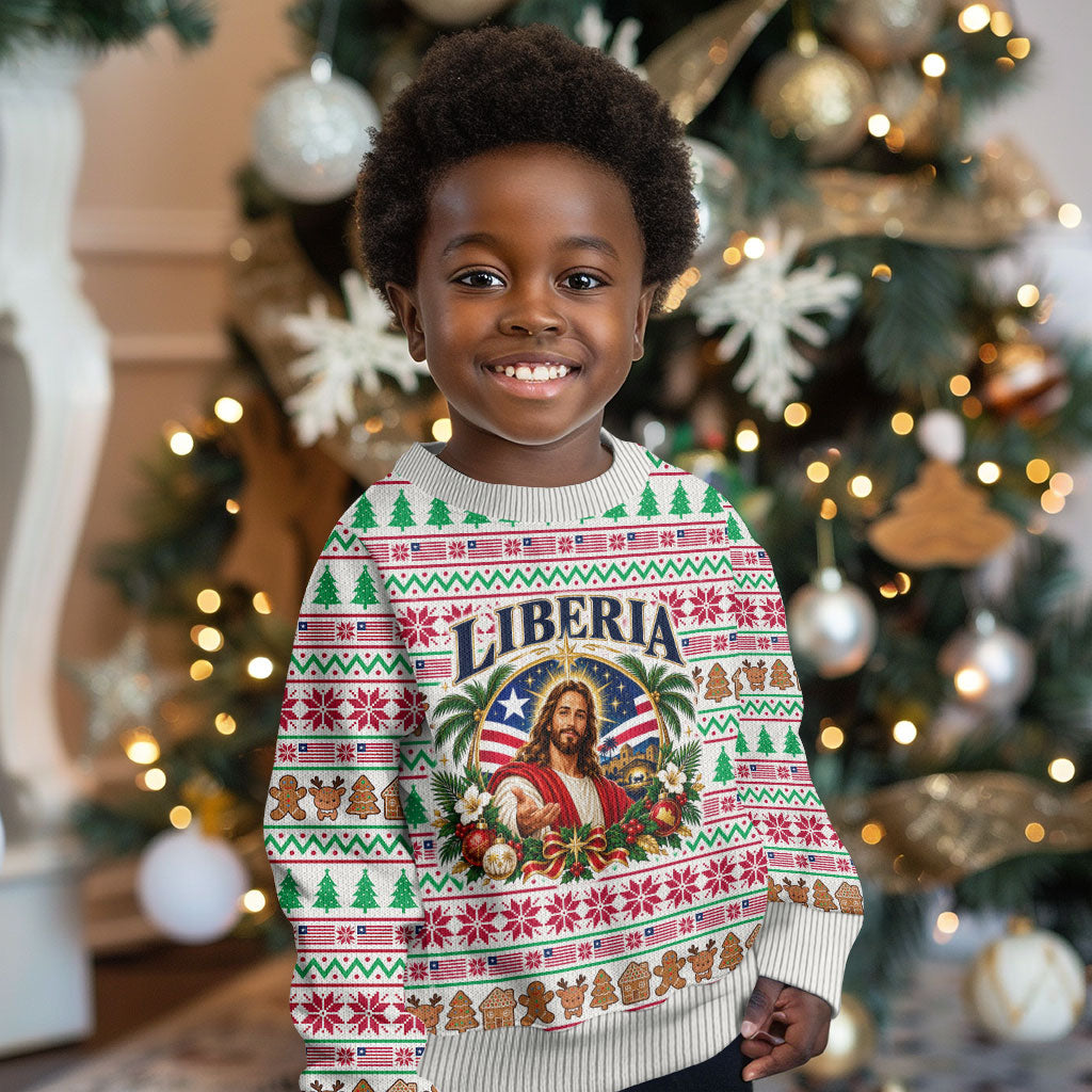 Liberia Jesus Christmas Kid Ugly Christmas Sweater Vintage Patriotic Religious