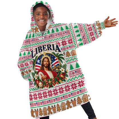 Liberia Jesus Christmas Kid Wearable Blanket Hoodie Vintage Patriotic Religious