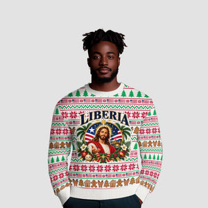 Liberia Jesus Christmas Ugly Christmas Sweater Vintage Patriotic Religious