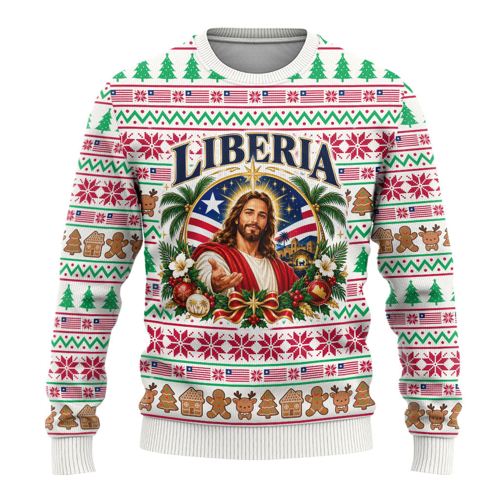 Liberia Jesus Christmas Ugly Christmas Sweater Vintage Patriotic Religious