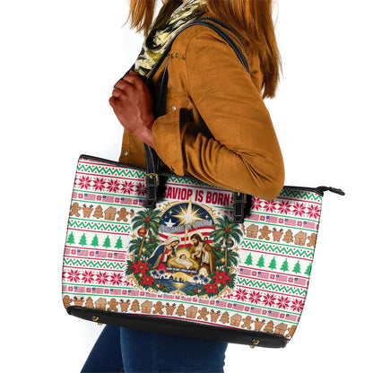 Liberia Jesus Christmas Leather Tote Bag Vintage Patriotic Religious