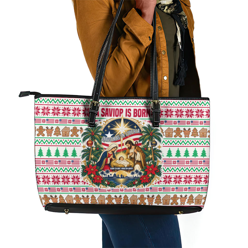 Liberia Jesus Christmas Leather Tote Bag Vintage Patriotic Religious