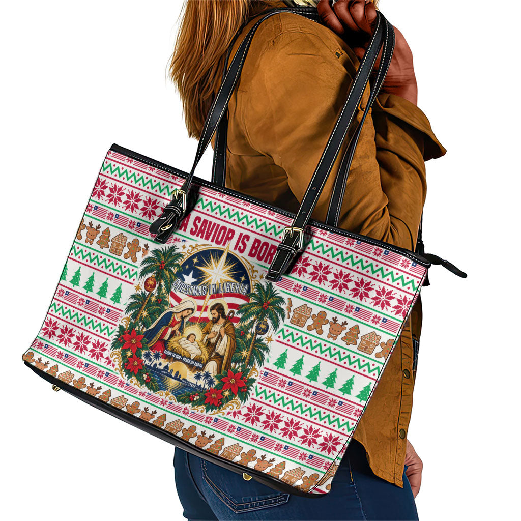 Liberia Jesus Christmas Leather Tote Bag Vintage Patriotic Religious