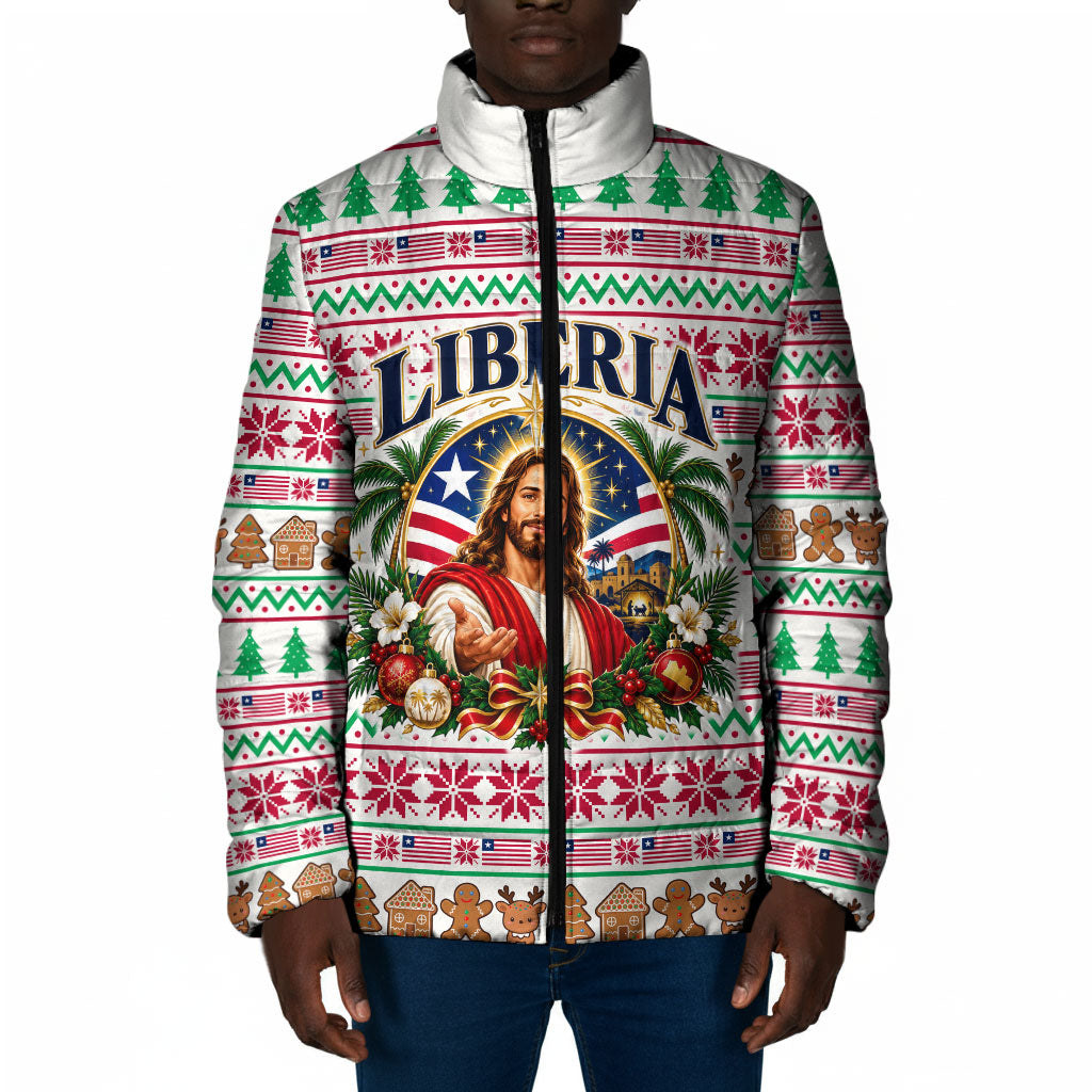 Liberia Jesus Christmas Padded Jacket Vintage Patriotic Religious