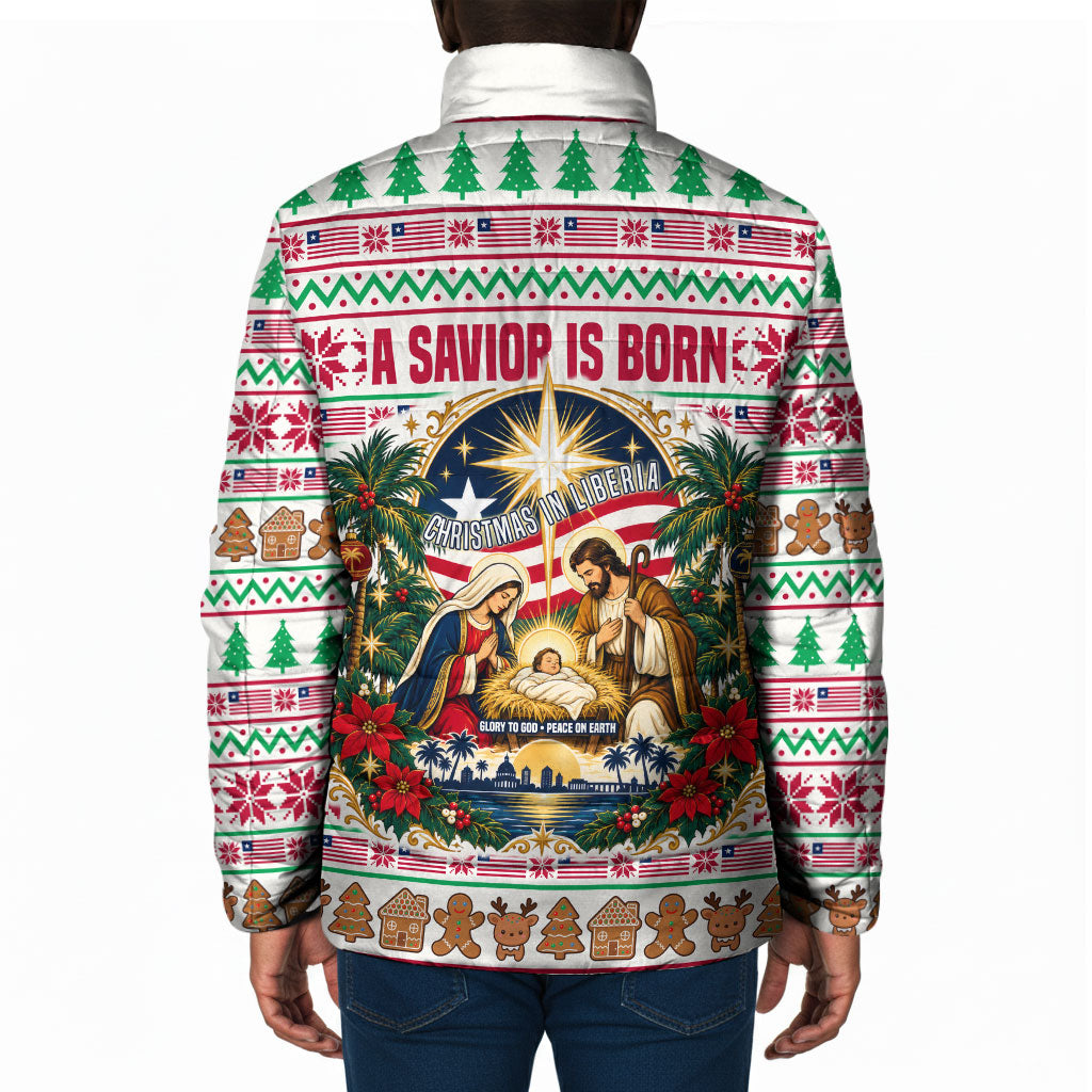 Liberia Jesus Christmas Padded Jacket Vintage Patriotic Religious