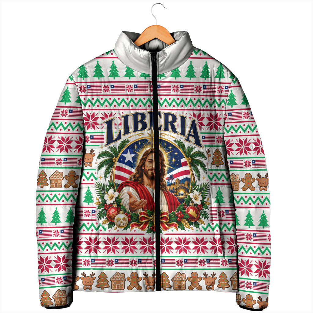 Liberia Jesus Christmas Padded Jacket Vintage Patriotic Religious