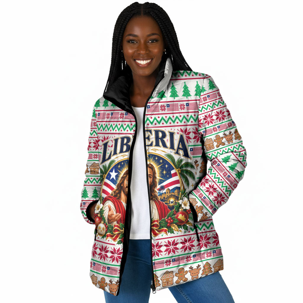 Liberia Jesus Christmas Padded Jacket Vintage Patriotic Religious