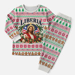Liberia Jesus Christmas Pajama Set Vintage Patriotic Religious