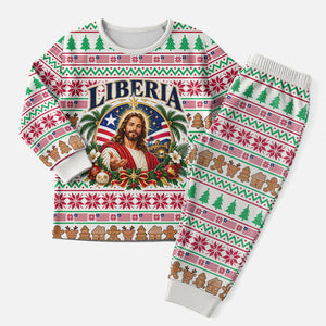 Liberia Jesus Christmas Pajama Set Vintage Patriotic Religious