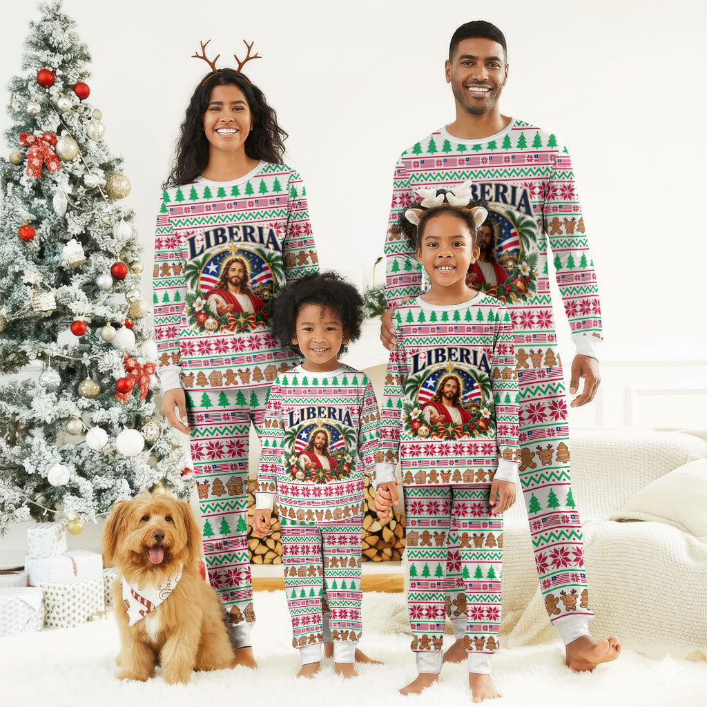 Liberia Jesus Christmas Pajama Set Vintage Patriotic Religious