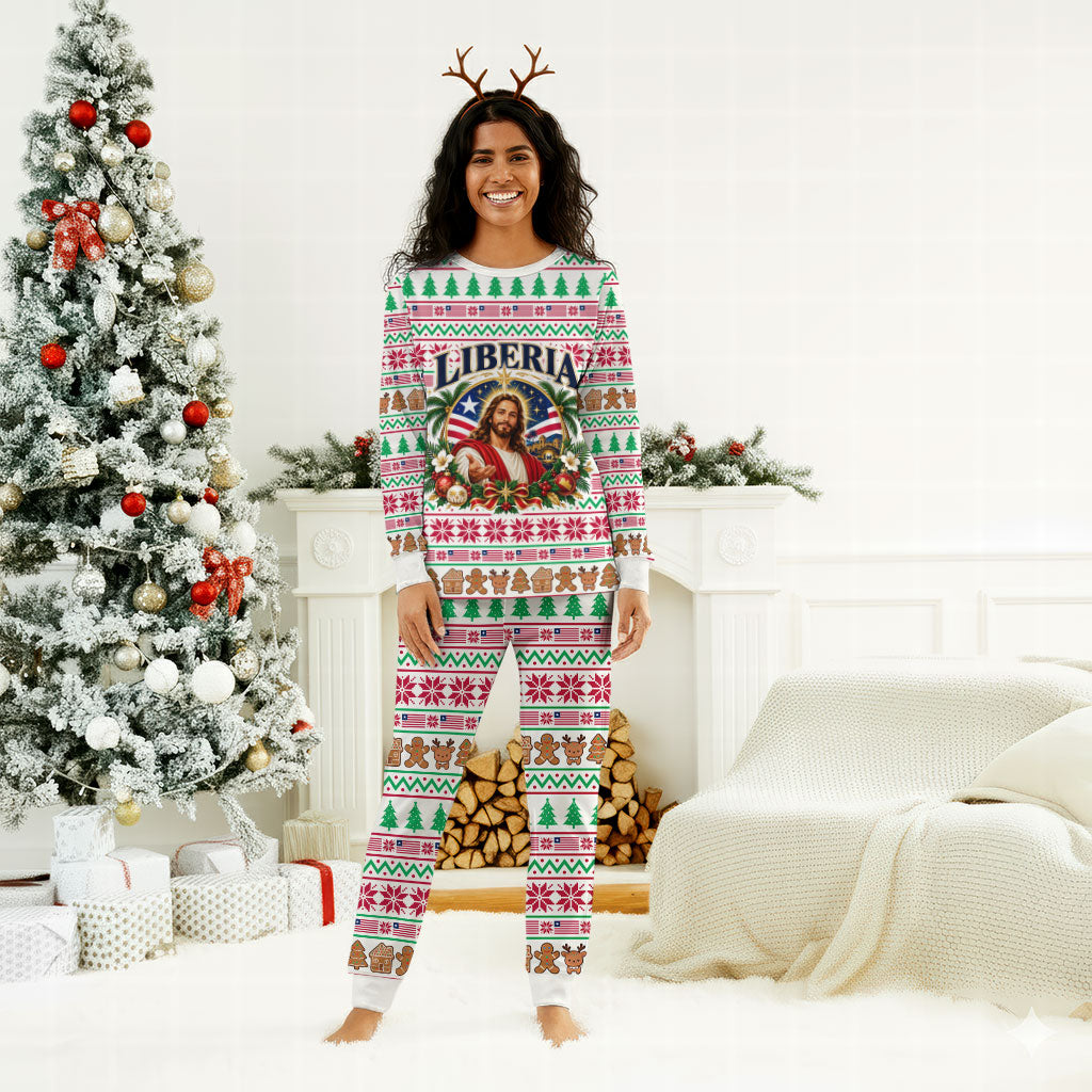 Liberia Jesus Christmas Pajama Set Vintage Patriotic Religious