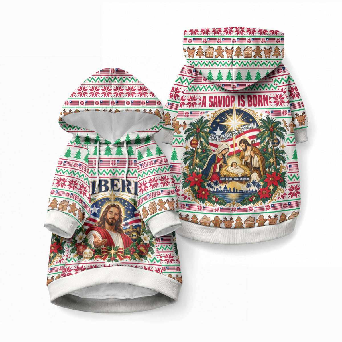 Liberia Jesus Christmas Pet Hoodie Vintage Patriotic Religious