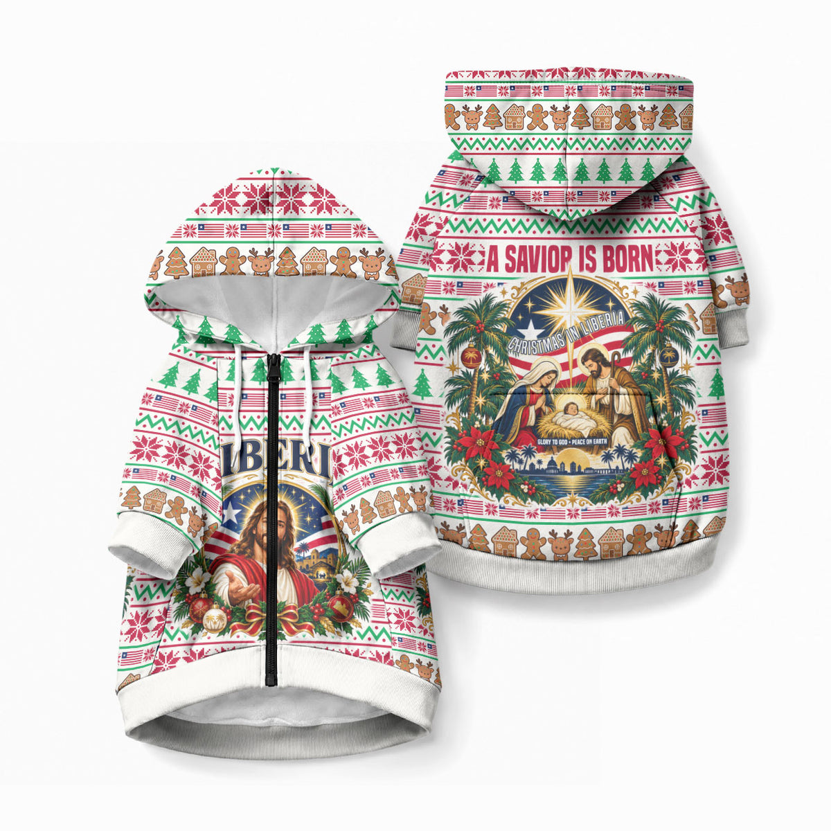 Liberia Jesus Christmas Pet Hoodie Vintage Patriotic Religious