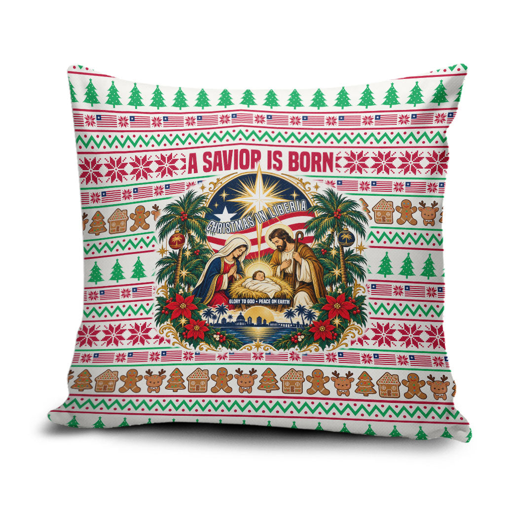 Liberia Jesus Christmas Pillow Cover Vintage Patriotic Religious