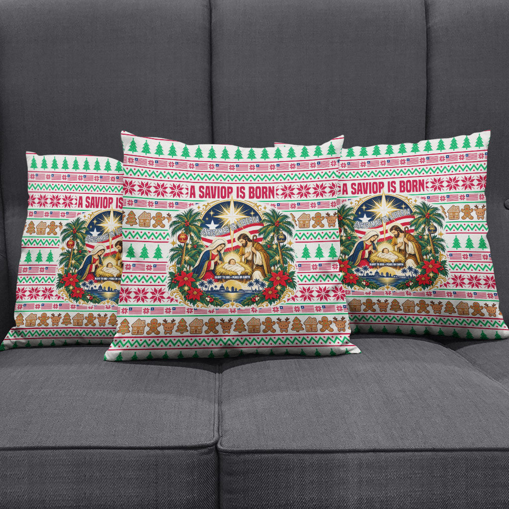 Liberia Jesus Christmas Pillow Cover Vintage Patriotic Religious