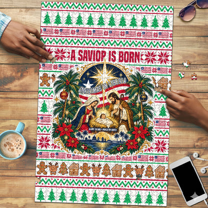 Liberia Jesus Christmas Puzzle Vintage Patriotic Religious