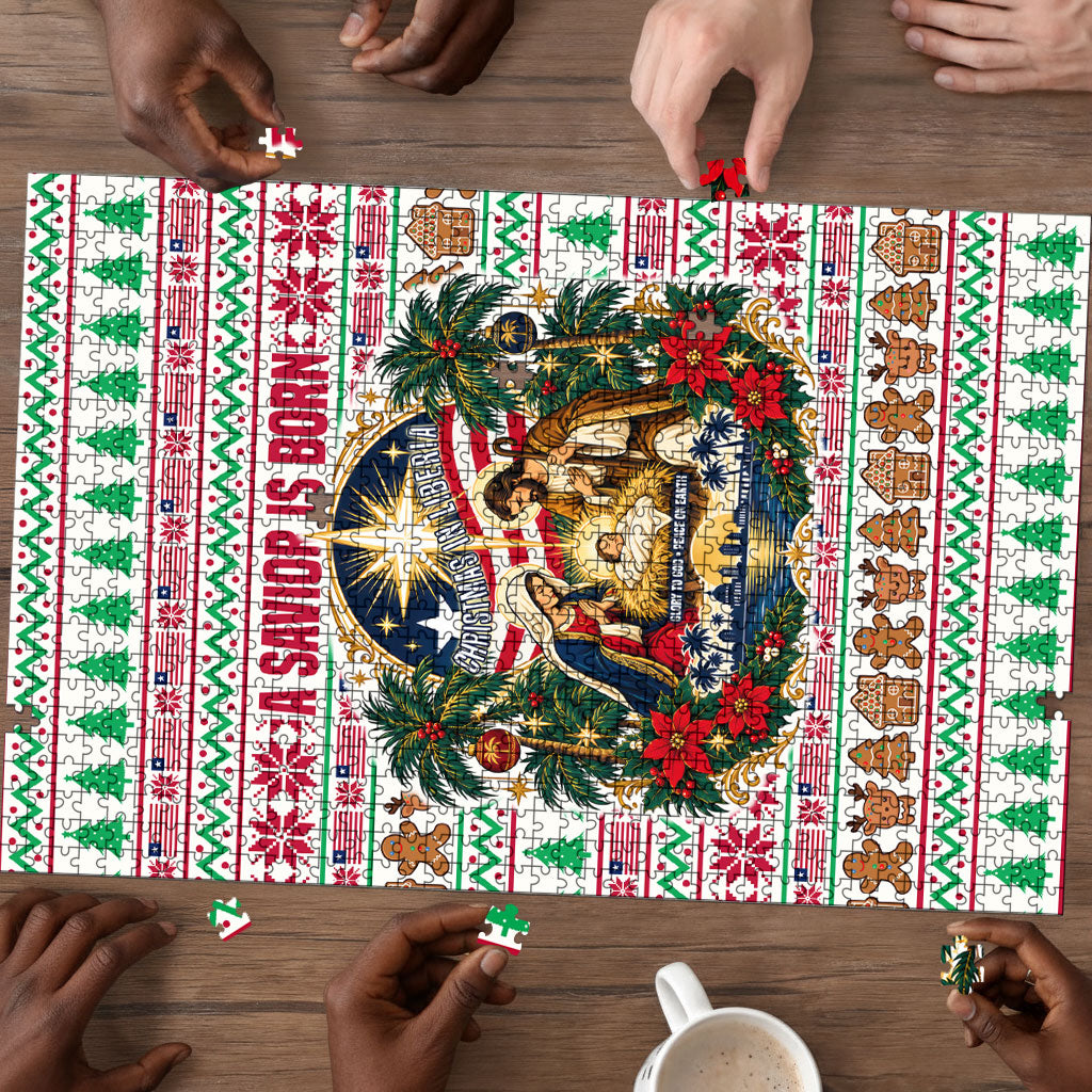 Liberia Jesus Christmas Puzzle Vintage Patriotic Religious
