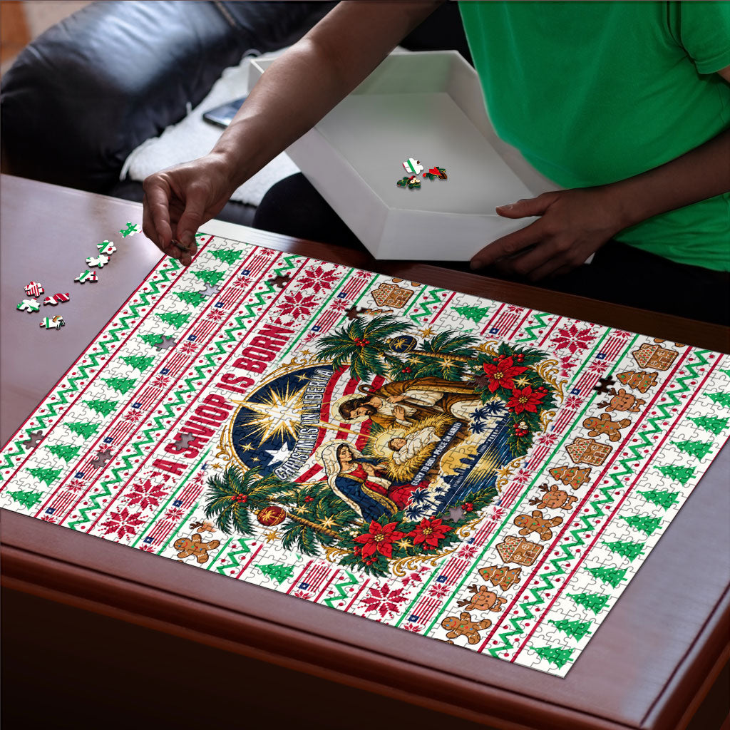 Liberia Jesus Christmas Puzzle Vintage Patriotic Religious
