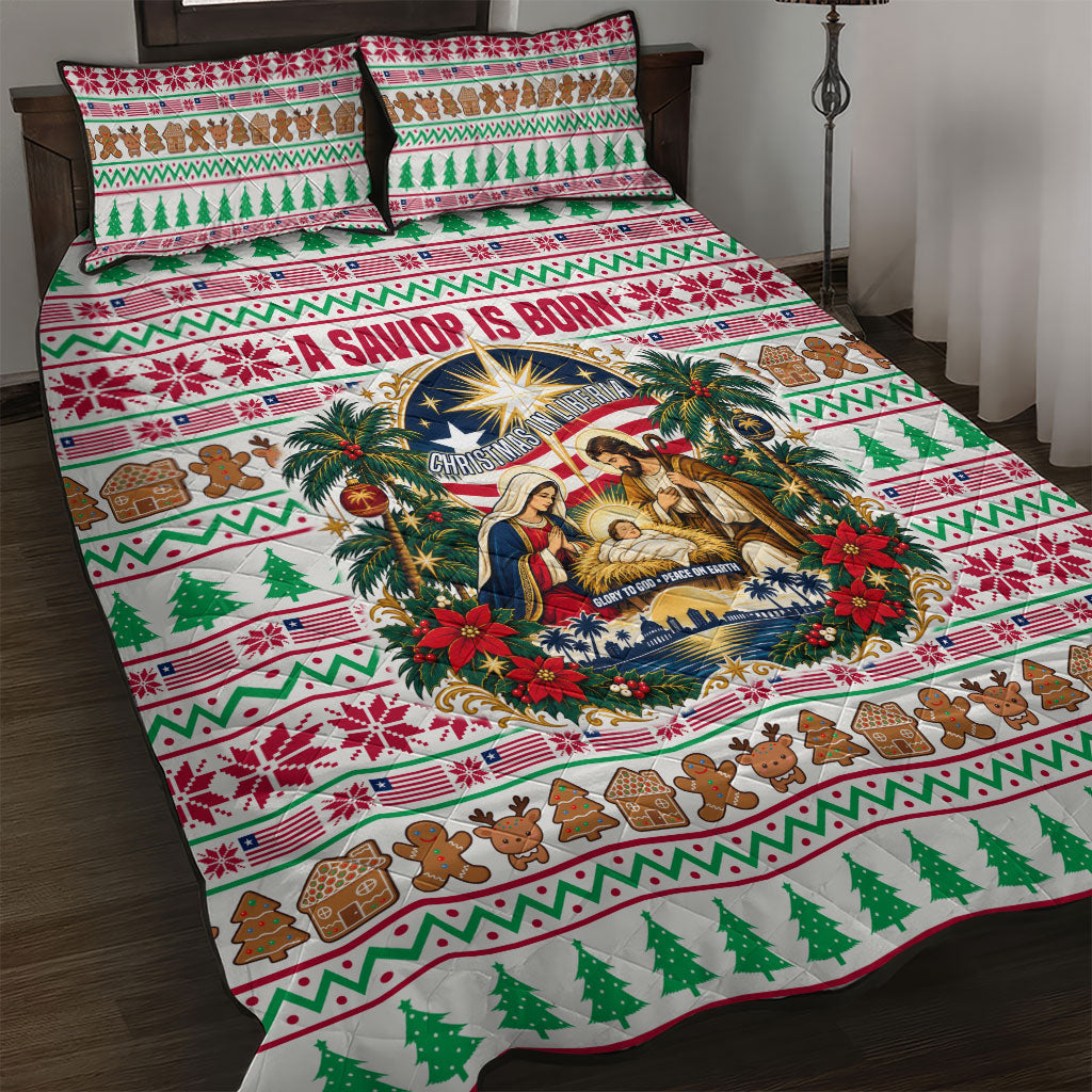 Liberia Jesus Christmas Quilt Bed Set Vintage Patriotic Religious