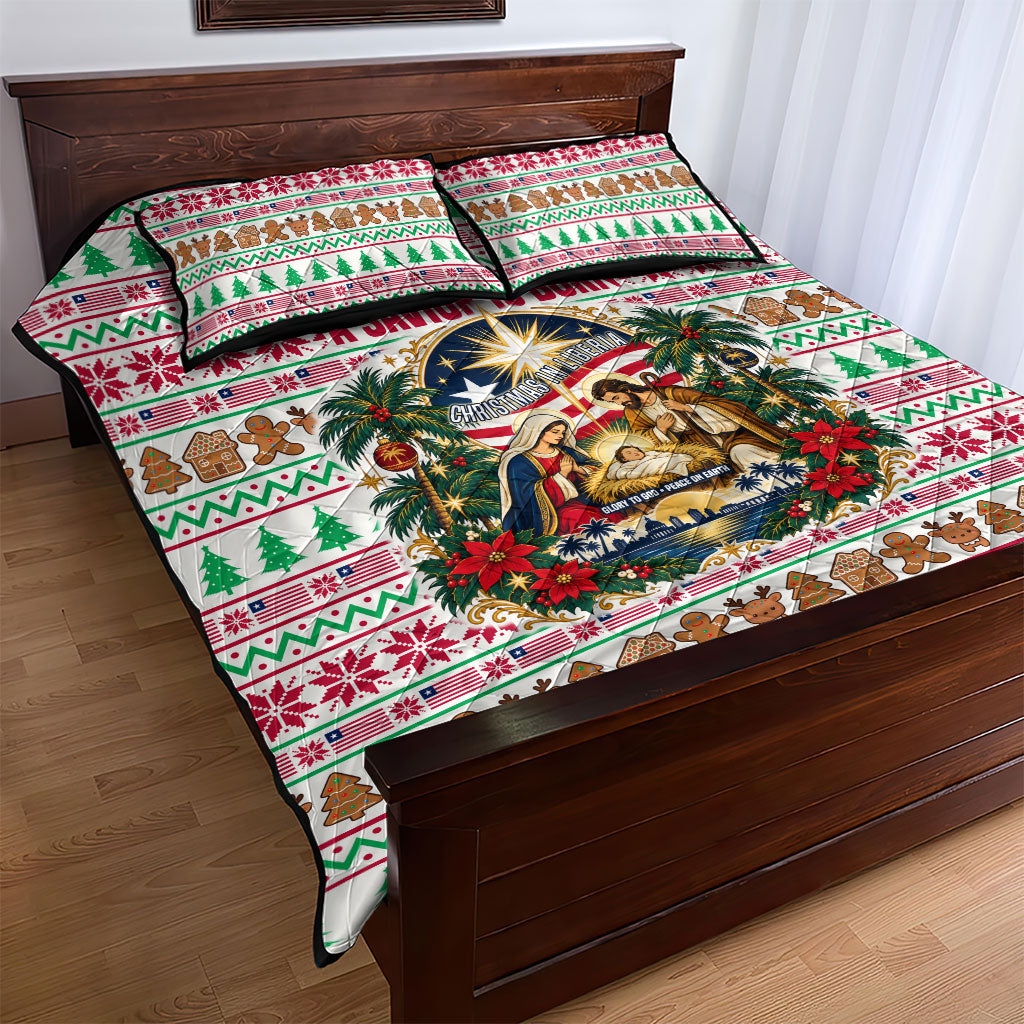 Liberia Jesus Christmas Quilt Bed Set Vintage Patriotic Religious